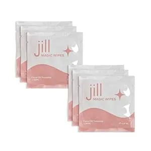 Jill Magic Wipes Pre Shave Dermaplane Oil Wipes for Face 6 Pack | Step 1 to Dermaplane Kit by Jill | Vitamin E, Squalane, Argan & Rosehip Oil