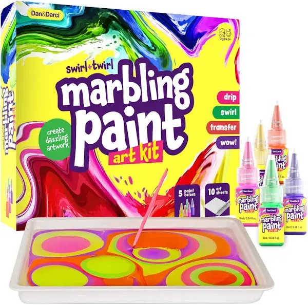 Dan&Darci Marbling Paint Art Kit for Kids Arts and Crafts for Girls & Boys Ages 6-12