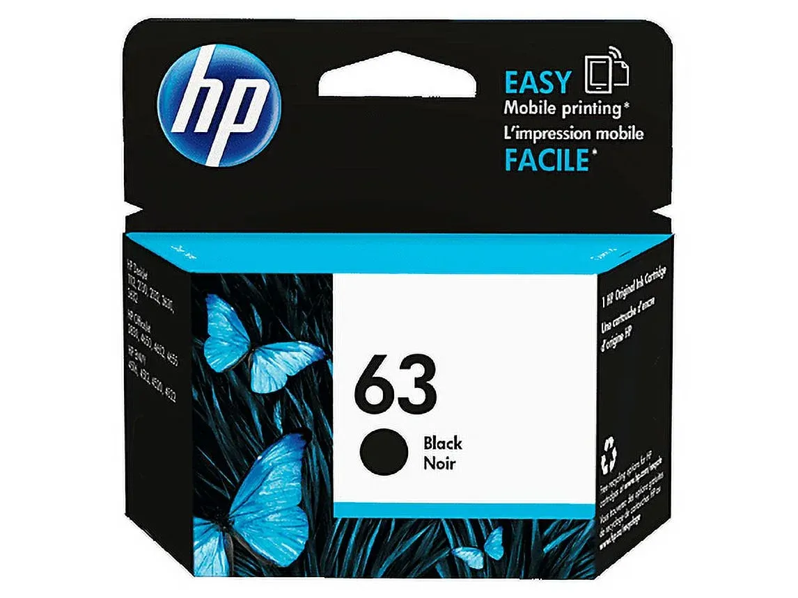 HP 63 Black Original Ink Cartridge F6U62AN#140 Exp. 06/2025