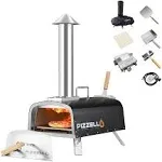 Pizzello 16" Outdoor Pizza Oven Propane and Wood Fired Pizza Maker Multi-Fuel Gas Pizza Ovens w/Gas Burner, Pizza Cutter, Pizza Stone, Pizza Peel,