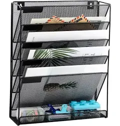 EASEPRES Desk File Organizer Mesh 5-Tier, Hanging Wall Mount 5 Tier Black