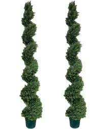 Three 4 Foot 2 Inch Artificial Cypress Spiral Topiary Tree