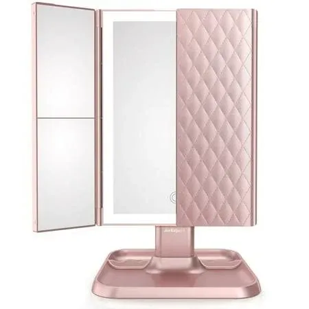 Trifold Makeup Mirror With 72 Led Lights 1X 2X 3X Magnification Battery Usb P...