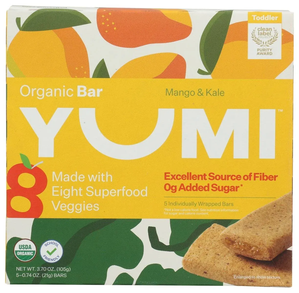 Yumi, Organic Bar, Toddler, Mango & Kale, 5 Bars, 0.74 oz (21 g) Each