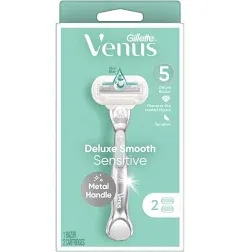 NEW Gillette Venus Deluxe Smooth Sensitive Women&#039;s Razor &amp; 2 Cartridges