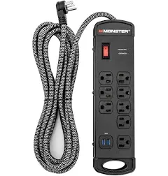 Monster Cable Pro MI 8-Outlet Surge Protector with USB Ports 1960 Joules - 15 ft