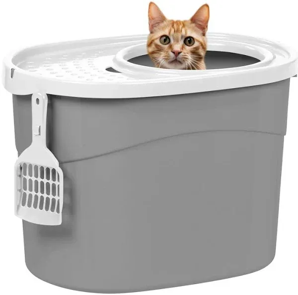 Iris USA Top Entry Cat Litter Box with Scoop