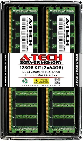 A-Tech 256GB (8x32GB) 2Rx4 PC4-19200R DDR4 2400 MHz ECC RDIMM Registered DIMM 288-Pin Dual Rank x4 Server & Workstation RAM Memory Upgrade Kit