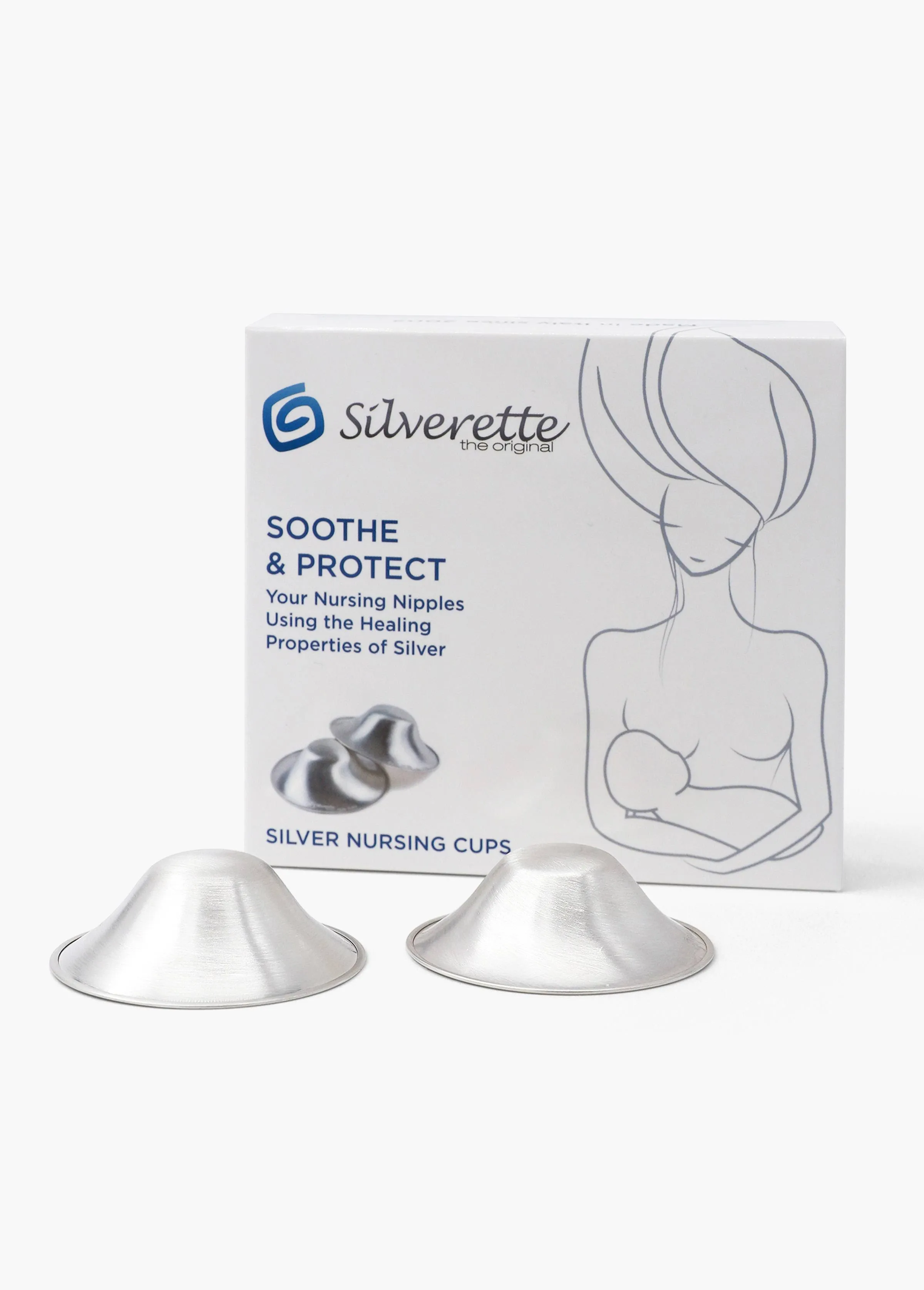 SILVERETTE The Original Silver Nursing Cups - Soothe and protect your nursing nipples -Made in Italy (XL)