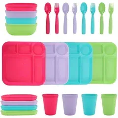 Your Zone 24-Piece Kids’ Dinnerware Set BPA Free Multicolor Reusable ~ New