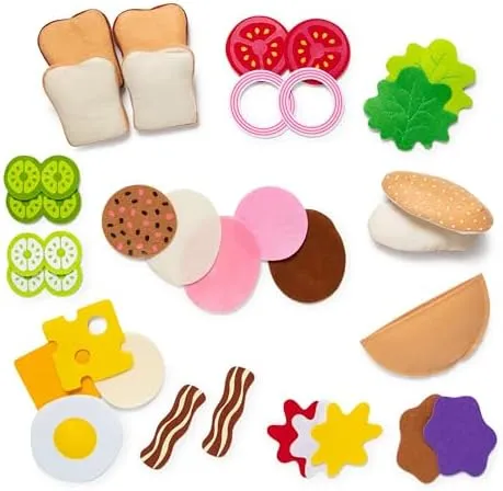 Melissa &amp; Doug FELT FOOD SANDWICH SET 33 Mix&#039; n Match Pieces ~ NEW ~ NIP