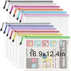 Mesh Zipper Pouch Puzzle Bags 13.0x9.0 in Black 12 Packs Letter Size A4 Size ...