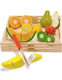 Melissa &amp; Doug Wooden Play Food Kitchen - Fruit Cutting Set - New, Sealed Age 3+