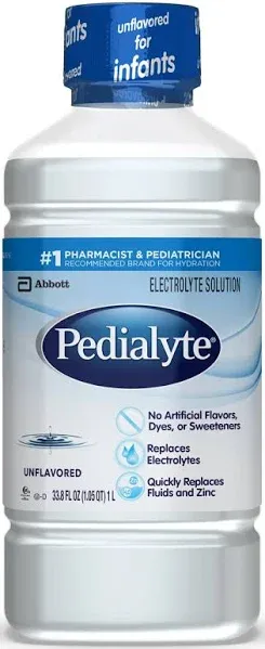 Pedialyte Electrolyte Solution, 33.8 Fl Oz Bottle, Unflavored