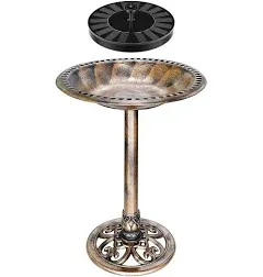 Bird Bath and Solar Powered Pond Fountain Combo Set