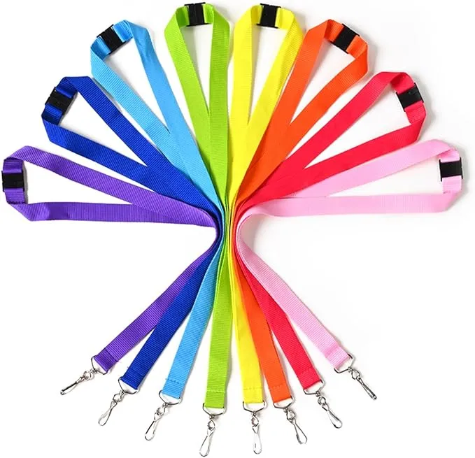 12 Pack Breakaway Lanyards for ID Badge Holder, Durable Neck Straps for Schools, Office, Cruise, Assorted 6