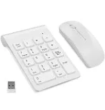 Wireless Numeric Keypad, TRELC Mini 2.4G 18 Keys Number Pad, Portable Silent Financial Accounting Numeric Keypad Keyboard Extensions with Wireless Mouse for Laptop, PC, Desktop, Notebook(Black)