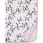 Burt&#039;s Bees Organic Cotton Reversible Blanket Butterflies/St<wbr/>ripes Lavender 30x40