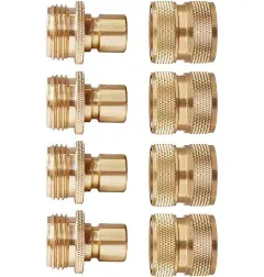 PLG Brass 8-Piece Quick Connect Garden Hose Fittings, 4 Set