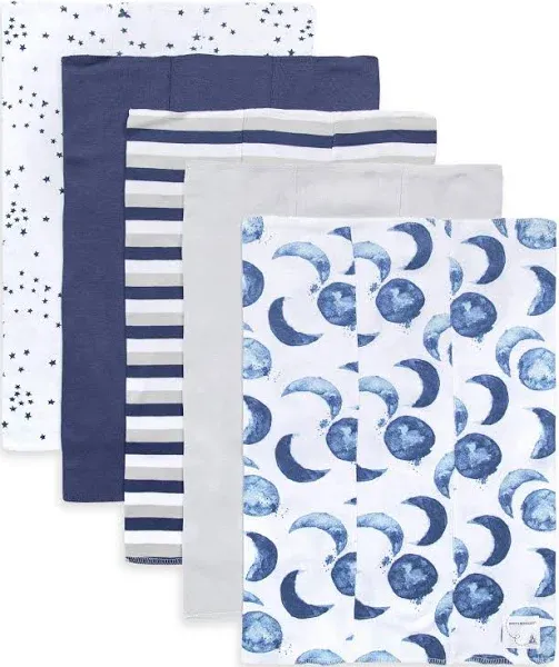 Burt's Bees Baby Organic Cotton Burp Cloths 5 Pack, Hello Moon!