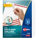 Avery Print and Apply Index Maker Clear Label Dividers 8 White Tabs Letter