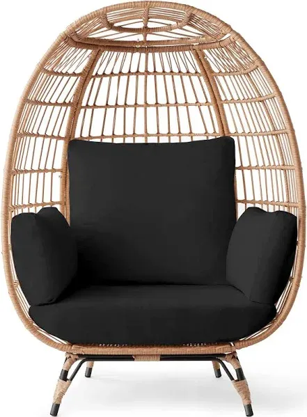 Best Choice Products Wicker Egg Chair Indoor Outdoor Patio Lounger