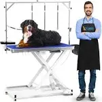 Professional Electric Dog Grooming Table - Heavy Duty, Height Adjustable Pet Grooming Table w/Leveling Wheels, Dog Grooming Arm, Anti Slip Tabletop