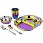 Ahimsa - Mindful Mealtime 5 Piece Rainbow Stainless Steel Set - Factory Sealed