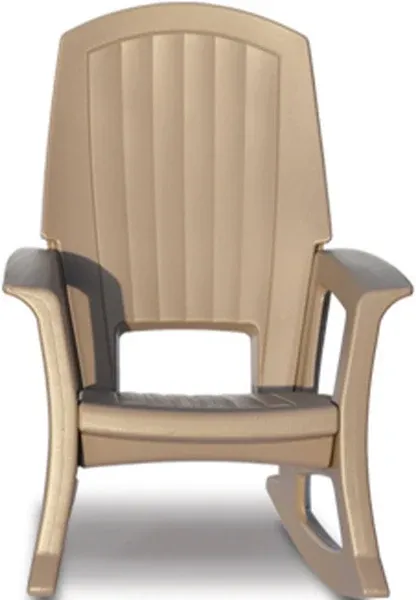 Semco Plastics Rockaway Heavy Duty Resin Outdoor Rocking Chair All Weather Porch Rocker Taupe