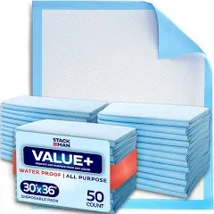 Chucks Pads Disposable 30x36 Underpads 50-Pack Incontinence Chux 30&#034; X 36&#034;