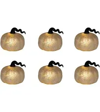 LumaBase Battery Operated Mercury Glass Pumpkins (Set of 6)