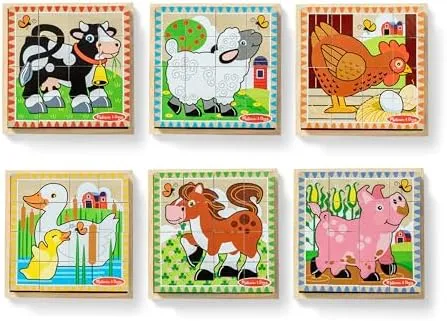 Melissa &amp; Doug Farm Cube Puzzle (Preschool Kids, Six Puzzles in One) BRAND NEW!