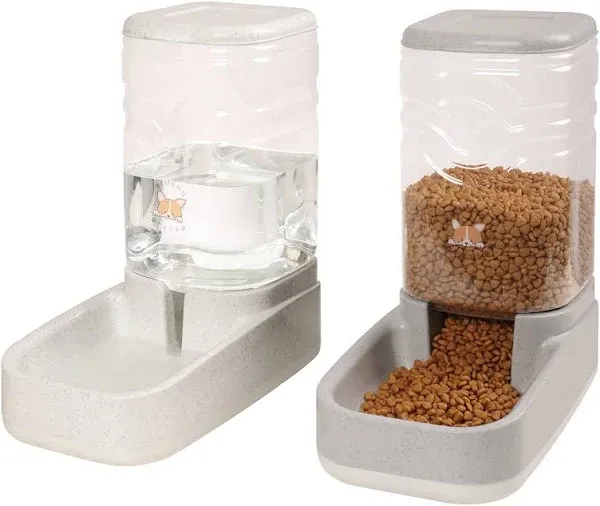 Automatic Dog Cat Gravity Food and Water Dispenser Set with Pet Food Bowl for Sm