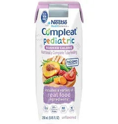 Compleat Pediatric Original Reduced Calorie 0.6 Pediatric Tube Feeding Formula, Real Food Ingredients, Unflavored, 8.45 oz., 150 Calories, Case of 24