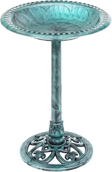 Best Choice Products Outdoor Rustic Pedestal Bird Bath Accent