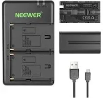 Neewer NP-F550 Replacement Battery Charger Set for Sony NP F970,F750,F960<wbr/>,F530