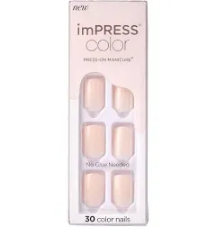 KISS Products Short Square Press-On Manicure Fake Nails - Point Pink - 33ct