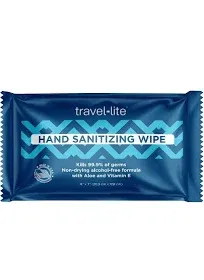 Travel Lite Hand Sanitizing Wipes, 99.9% Effective Against Most Common