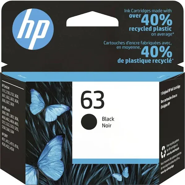 HP 63 Black Ink Cartridge F6U62AN