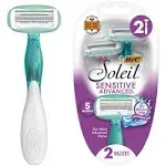 BIC Soleil Sensitive Advanced Disposable Women's Shaving Razors, 2-Count