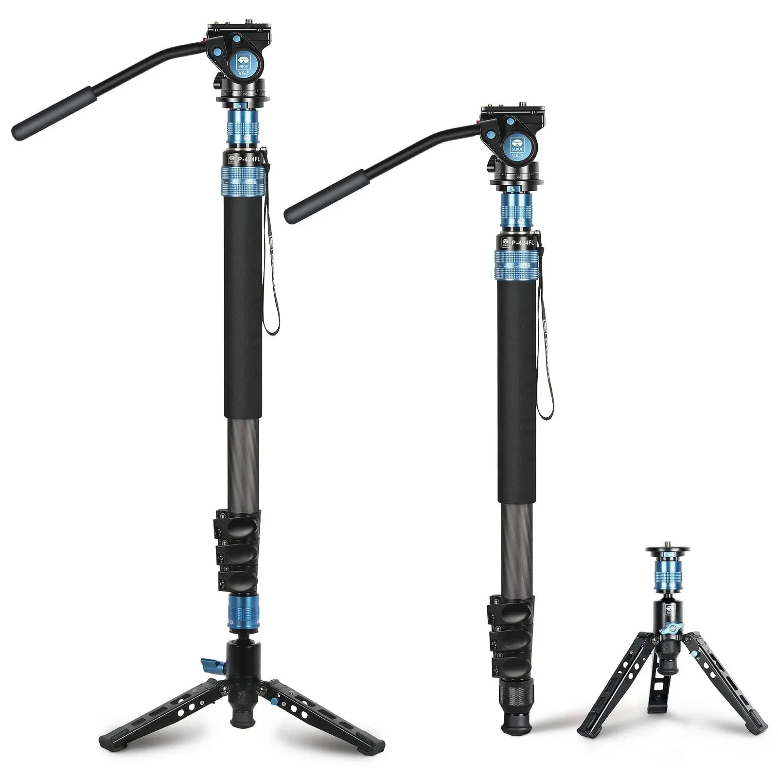 Sirui P-424FL 4-Section Carbon Fiber Monopod with VA-5X Compact Video Head