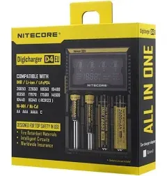 NITECORE 4 Bay 0.5A NiMH/NiCd Li-ion IMR LiFePo4 USB Battery Charger D4 NC-D4EU