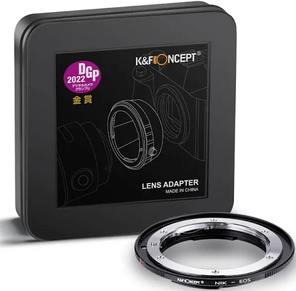 K&F Concept Lens Mount Adapter Compatible for Nikon Nikkor F/AF AI AI-S Lens to Canon EOS EF EF-S Mount Cameras