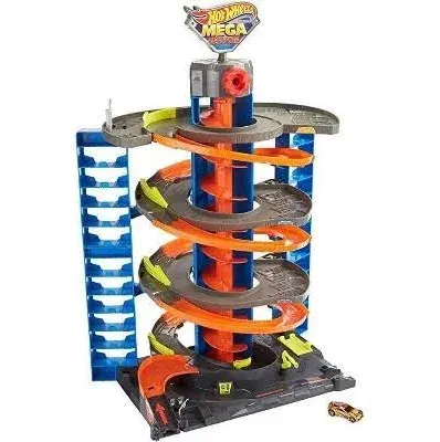 Hot Wheels Mega Garage Set Toy Playset MIB With Car Mattel #GTT95 Holds 40+ Cars