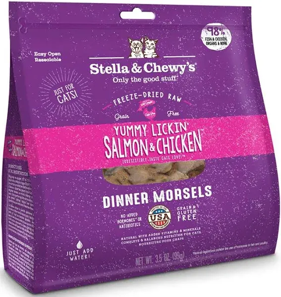 Stella & Chewy's Dinner Yummy Lickin' Salmon Chicken Freeze-Dried Cat Food