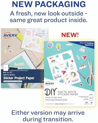 Avery Sticker Project Paper for Inkjet Printers - Letter - 8 1/2" x 11" - Matte - 6 / Carton - FSC Mix - Repositionable, Acid-free, Lignin-free, Print