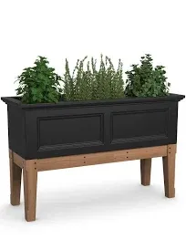 Mayne Fairfield Elevated Garden Bed - Black - 48in L x 18in W x 14in H - Polyethylene - Built-in Water Reservoir (4890-B)