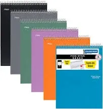 Top Bound Spiral Notebooks 6 Pack 1 Subject College Ruled Paper 11&#034; x 8-1/2&#034; ...