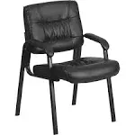 Flash Furniture BT-1404-GG Leather Guest/Reception Chair with Black Frame Finish