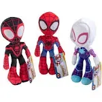 Marvel Spidey & His Amazing Friends 8" Plush Set - Spiderman, Miles Morales & Ghost 3 Pack - Officially Licensed - Stuffed Animal Toy Figure Gift